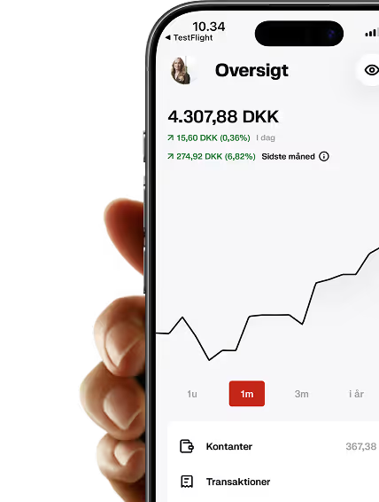Coop Bank Investering på en telefon, med oversigten over porteføljen